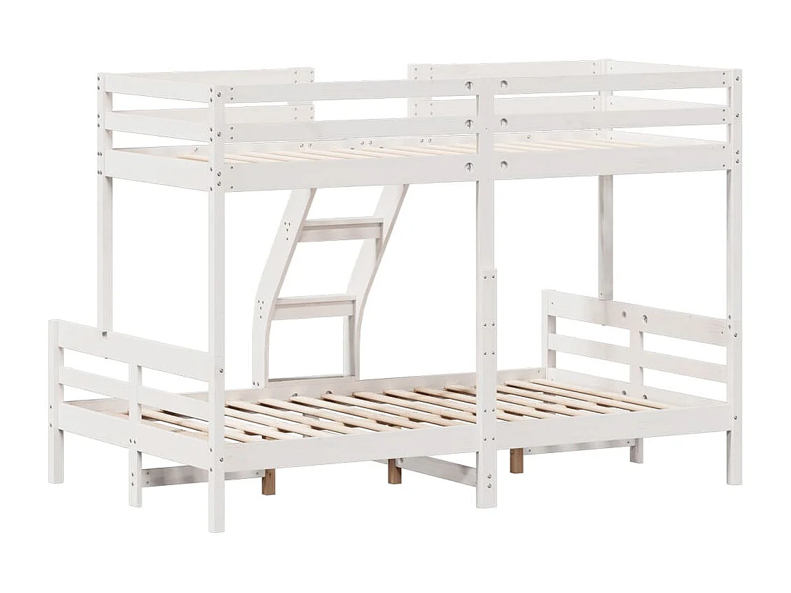 Lit superposé sans matelas 80x200/120x200 cm blanc bois massif
