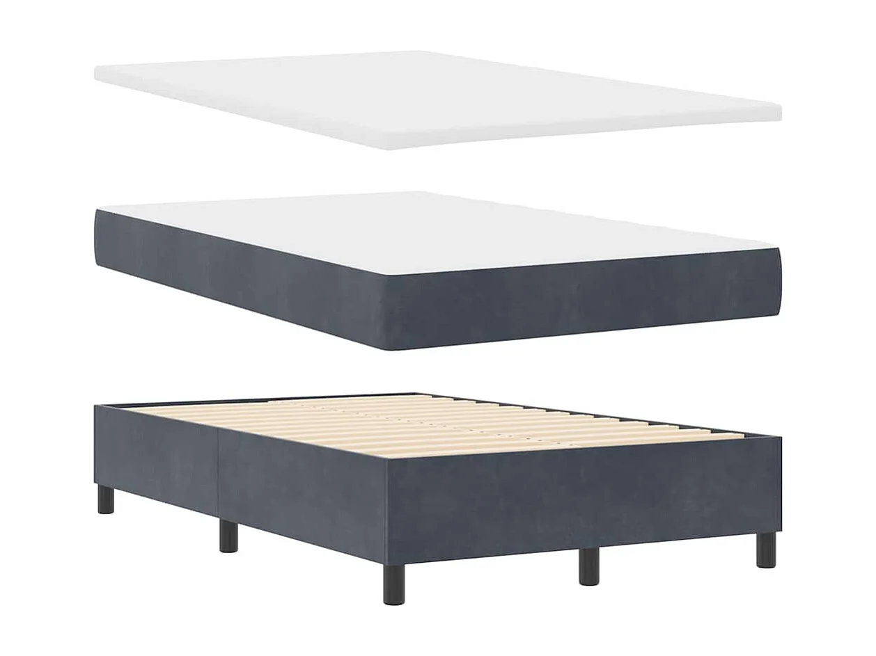 Lit à ressorts avec matelas Gris foncé 120 x 200 cm Velours