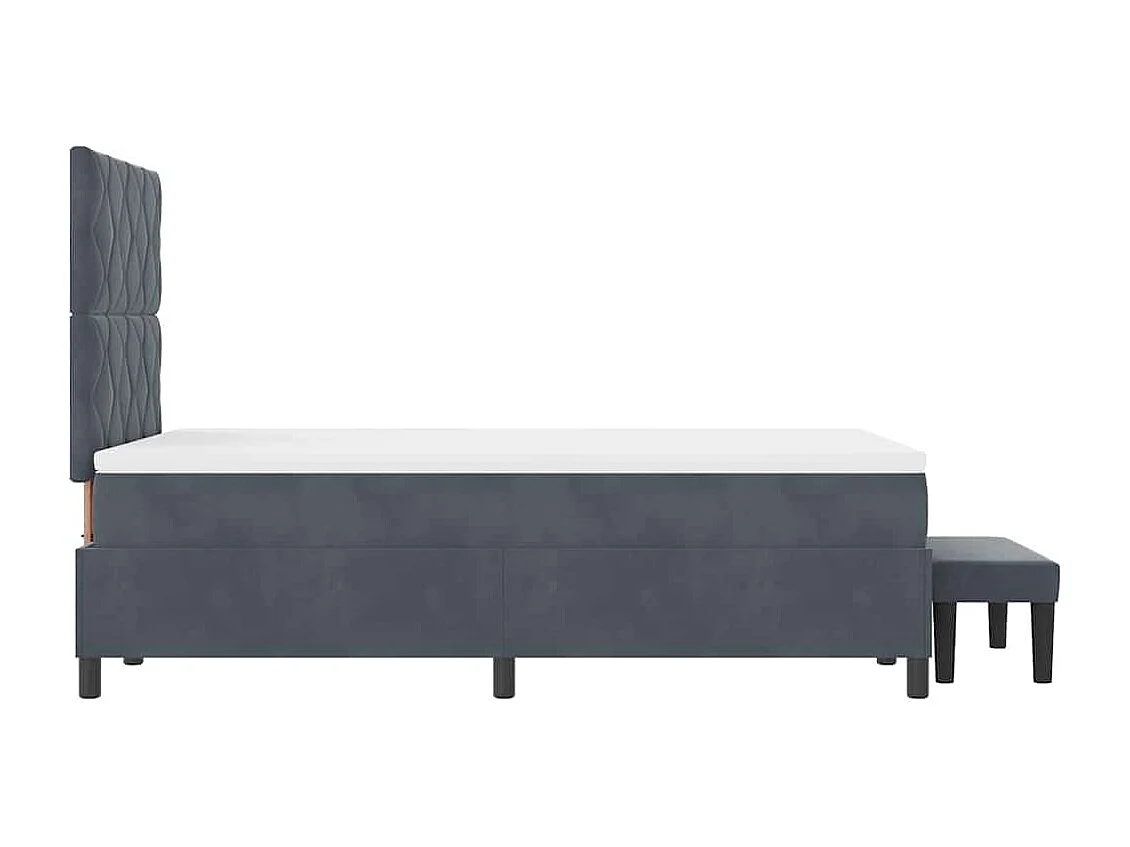 Lit à ressorts avec matelas Gris foncé 120 x 200 cm Velours