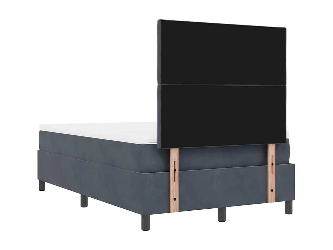 Lit à ressorts avec matelas Gris foncé 120 x 200 cm Velours