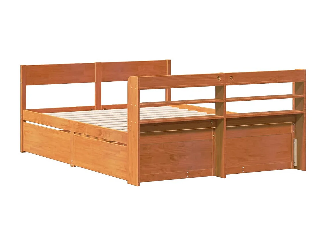Cadre de lit sans matelas cire marron 120x200cm bois pin massif