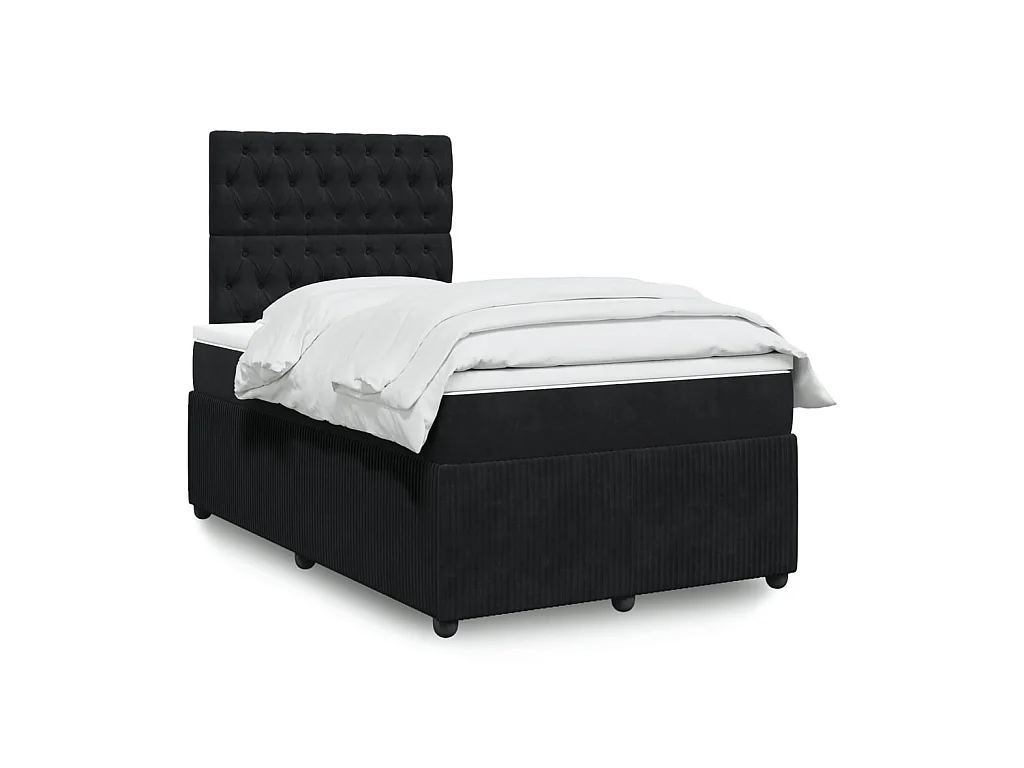 Giroletto a Molle con Materasso Nero 120x190 cm in Velluto