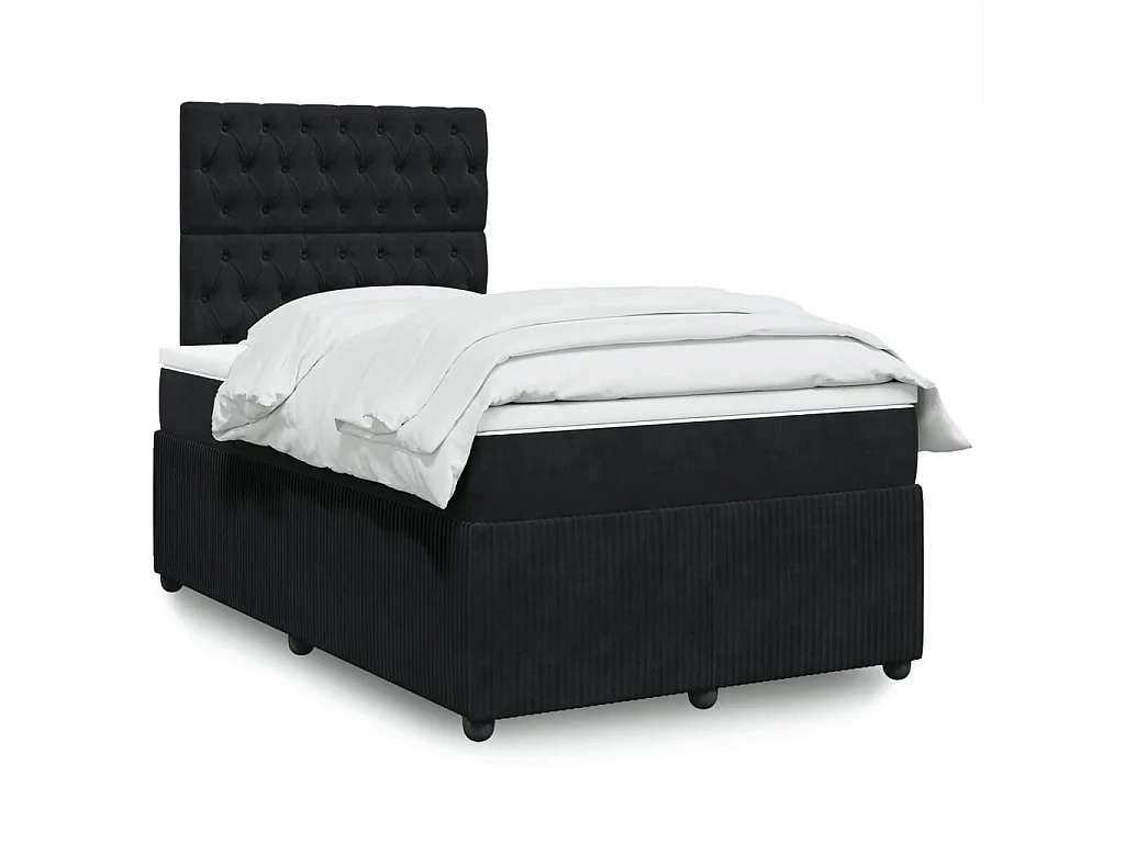 Boxspring met matras fluweel zwart 120x190 cm