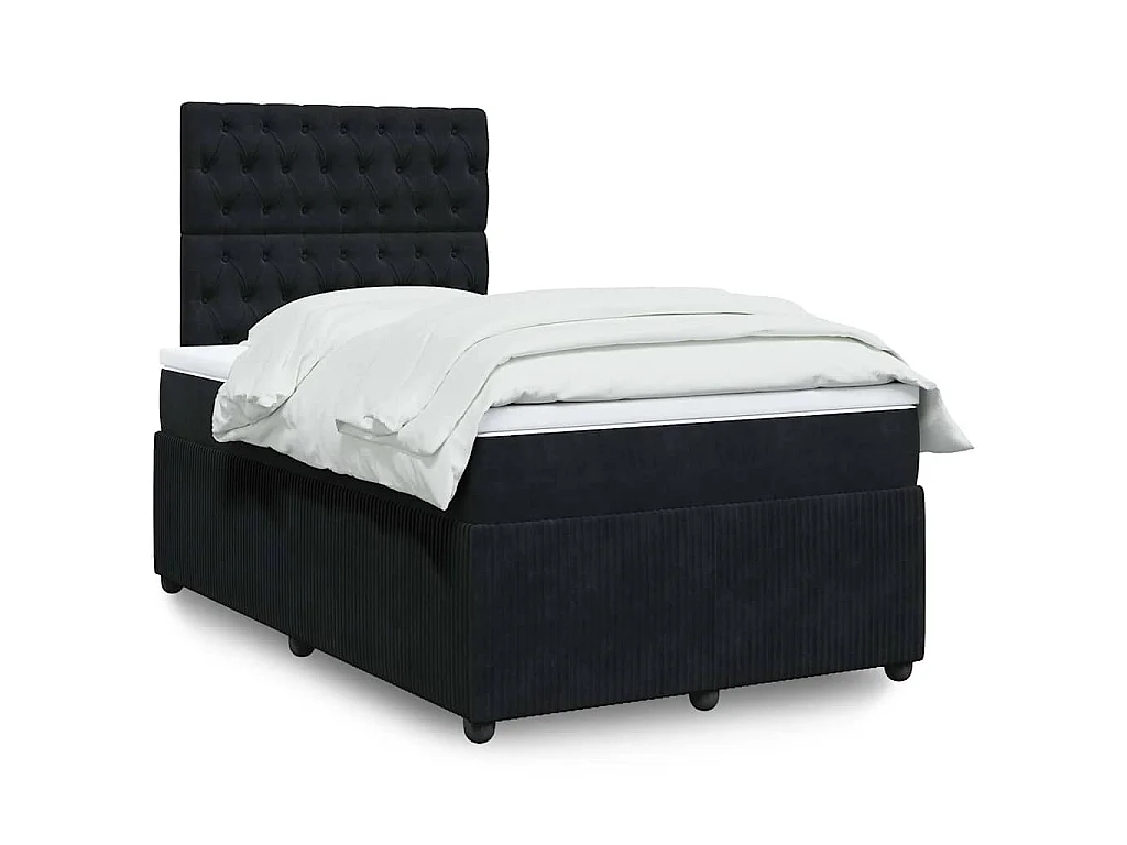 Sommier à lattes de lit avec matelas noir 120x190 cm velours