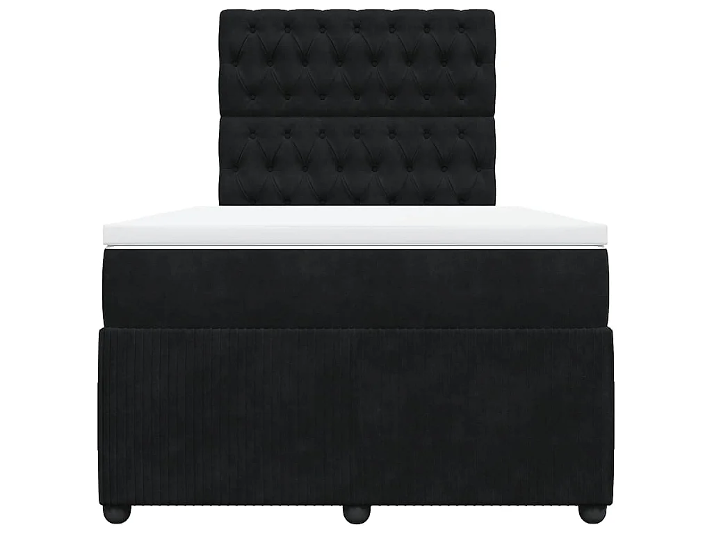 Sommier à lattes de lit avec matelas noir 120x190 cm velours