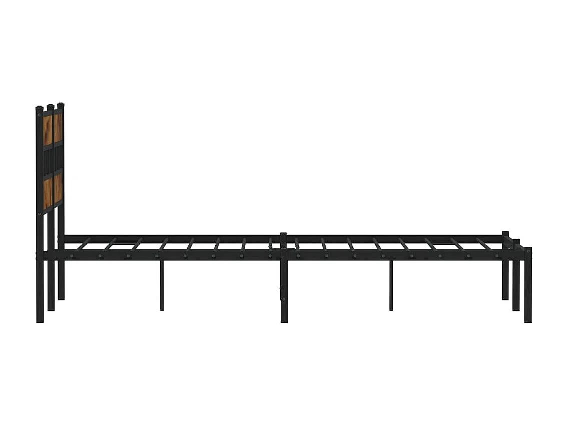 Cadre de lit en métal sans matelas chêne fumé 120x200 cm