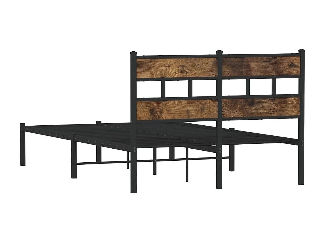 Cadre de lit en métal sans matelas chêne fumé 120x200 cm