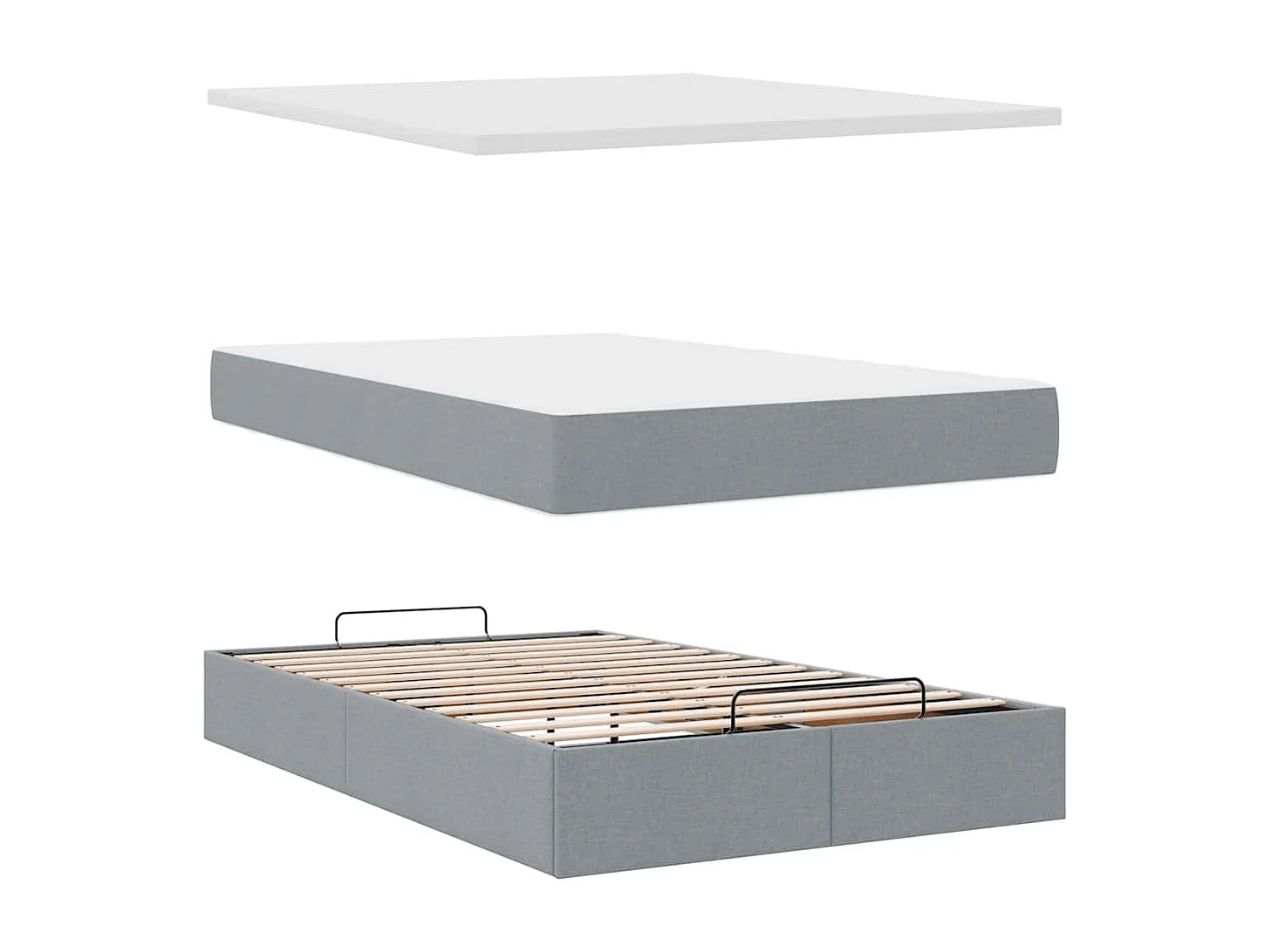 Struttura Letto Pouf con Materasso 120x200 cm in Tessuto