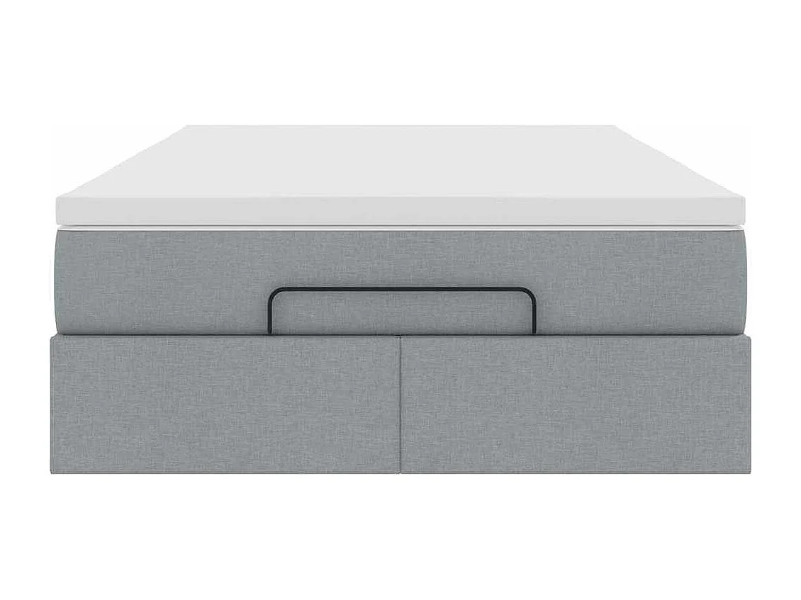 Cadre de lit ottoman et matelas gris clair 120x200 cm tissu