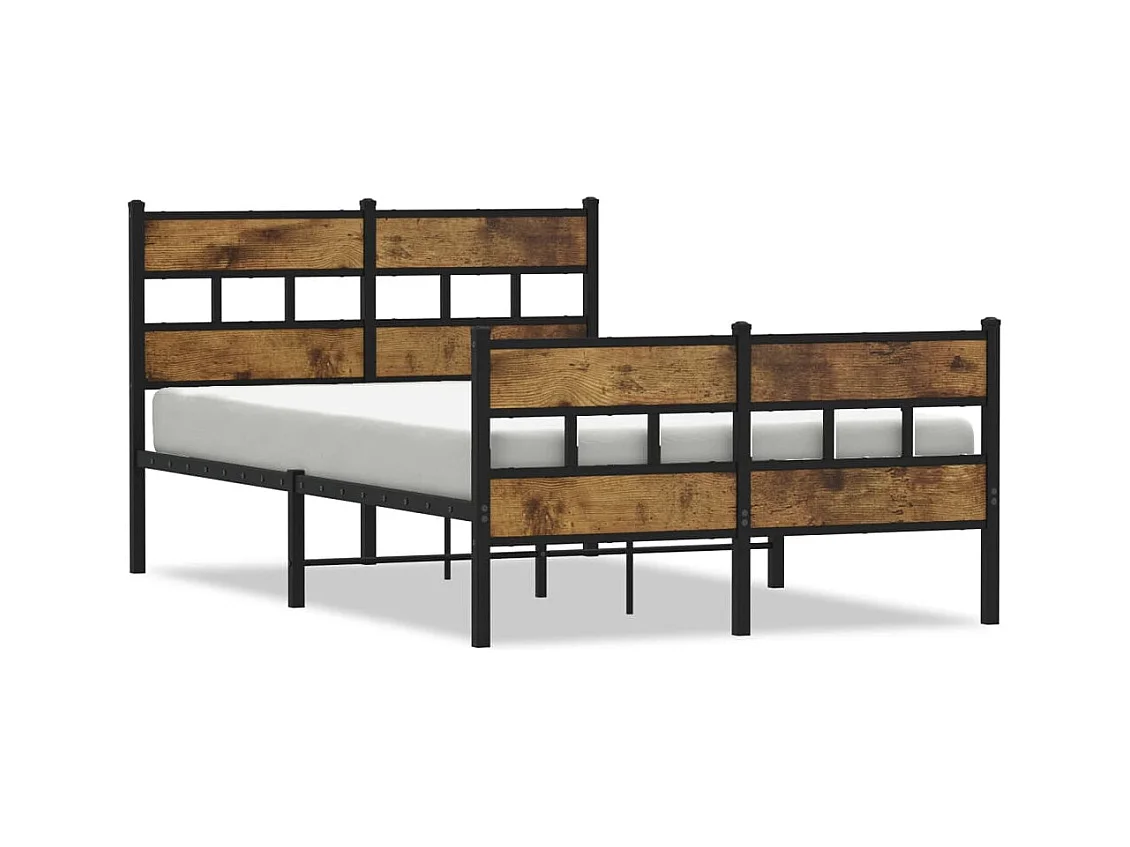 Cadre de lit en métal sans matelas chêne fumé 120x190 cm