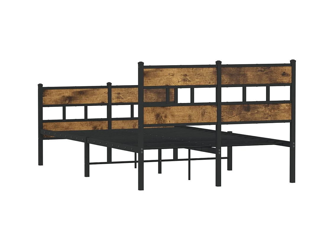 Cadre de lit en métal sans matelas chêne fumé 120x190 cm