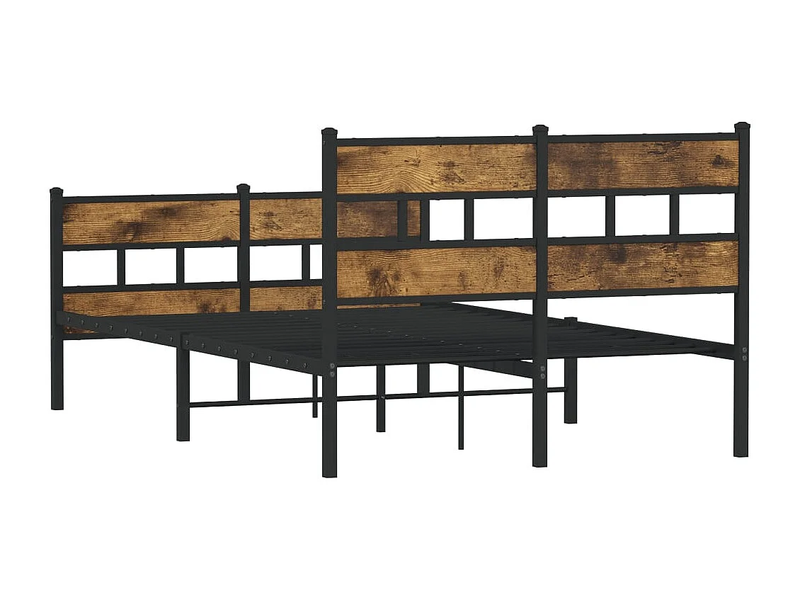 Cadre de lit en métal sans matelas chêne fumé 120x190 cm