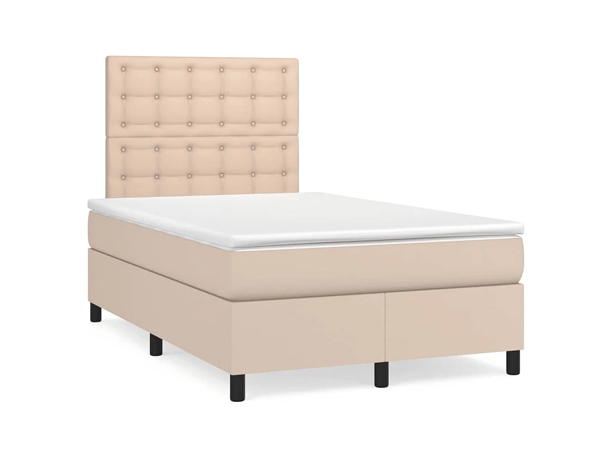 Sommier à lattes de lit matelas cappuccino 120x190cm similicuir