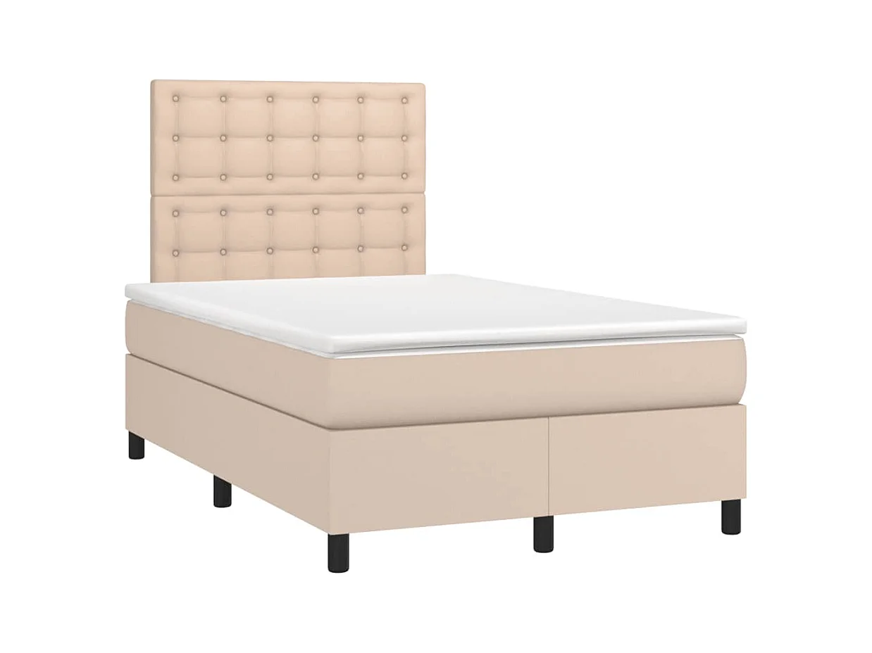 Sommier à lattes de lit matelas cappuccino 120x190cm similicuir