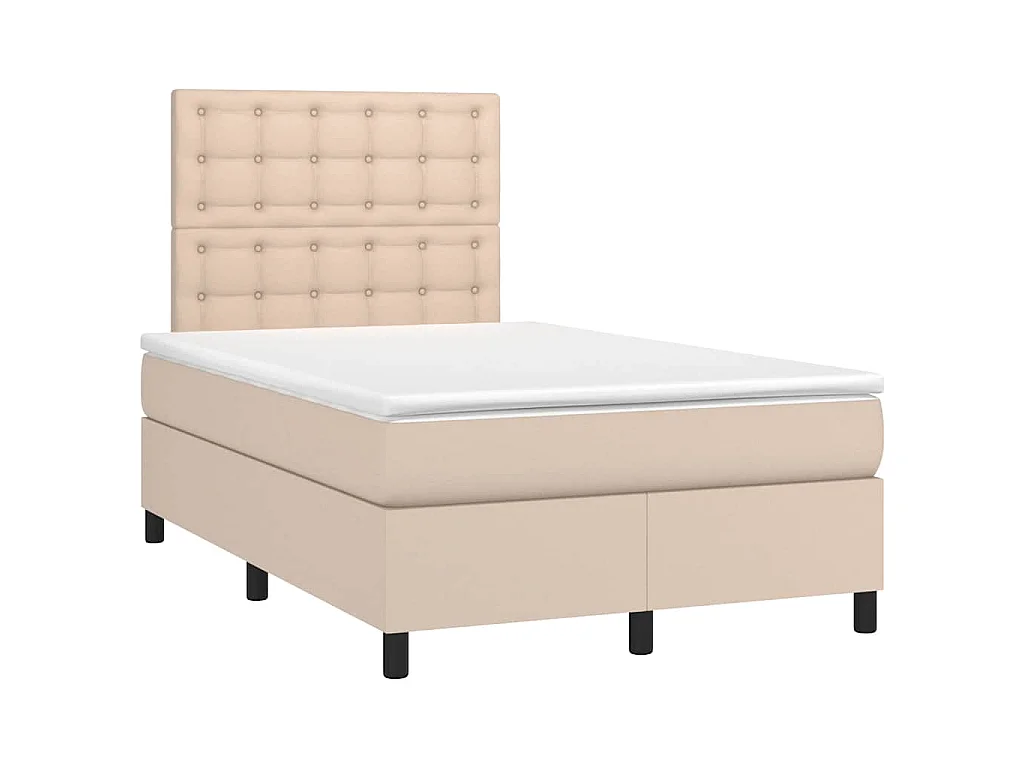 Boxspring met matras kunstleer cappuccinokleurig 120x190 cm