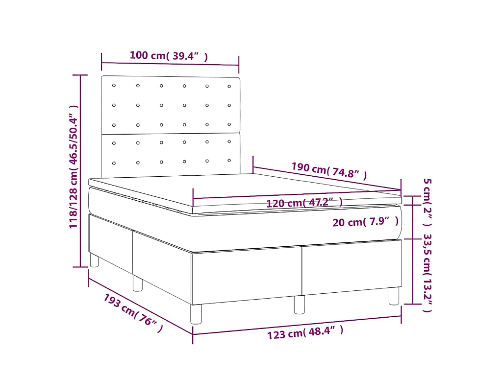 Boxspring met matras kunstleer cappuccinokleurig 120x190 cm