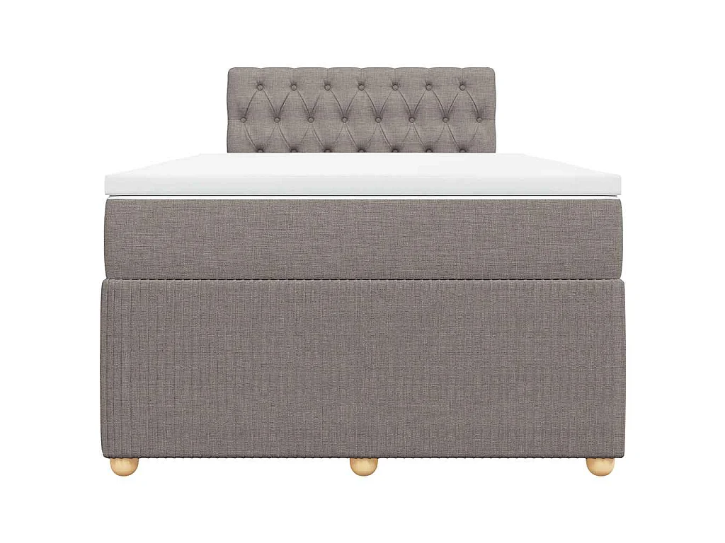 Cama box spring con colchón tela gris taupe 120x190 cm