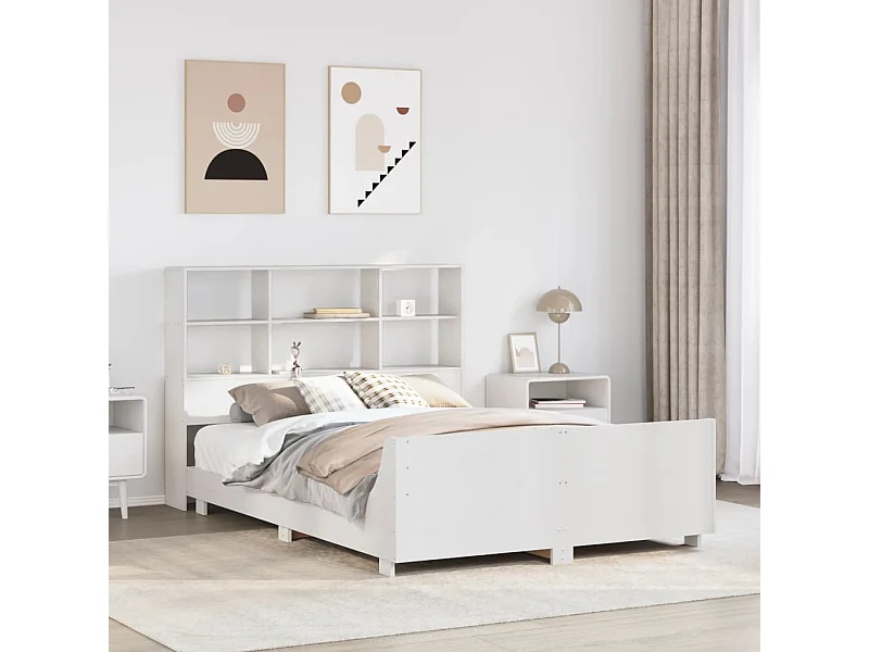 Bedframe zonder matras massief grenenhout wit 120x200 cm