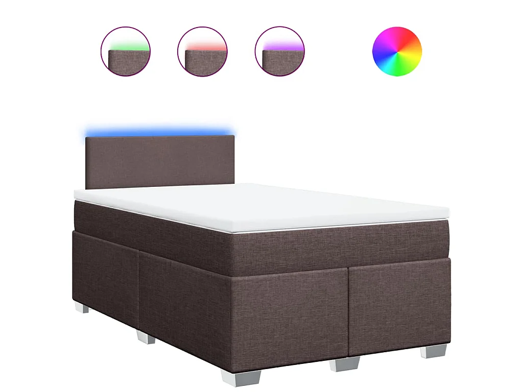 Cama box spring con colchón tela marrón oscuro 120x200 cm