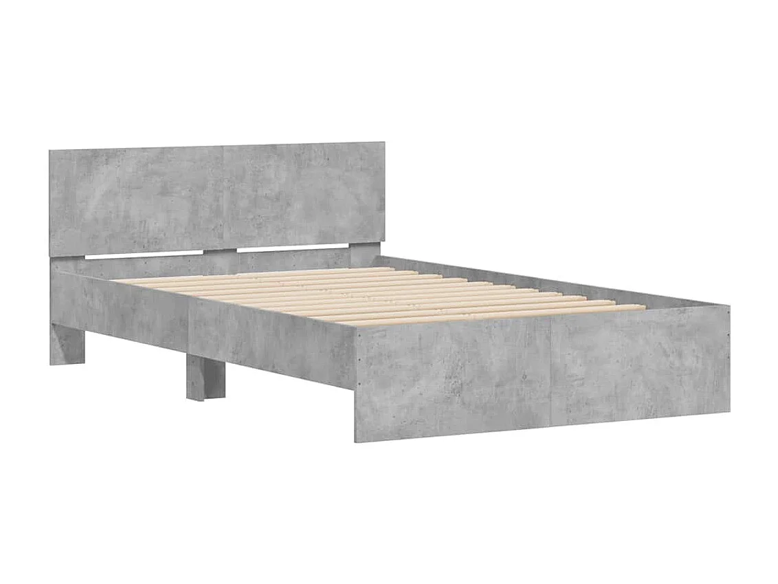 Cadre de lit avec tête de lit et LED gris béton 120x190 cm