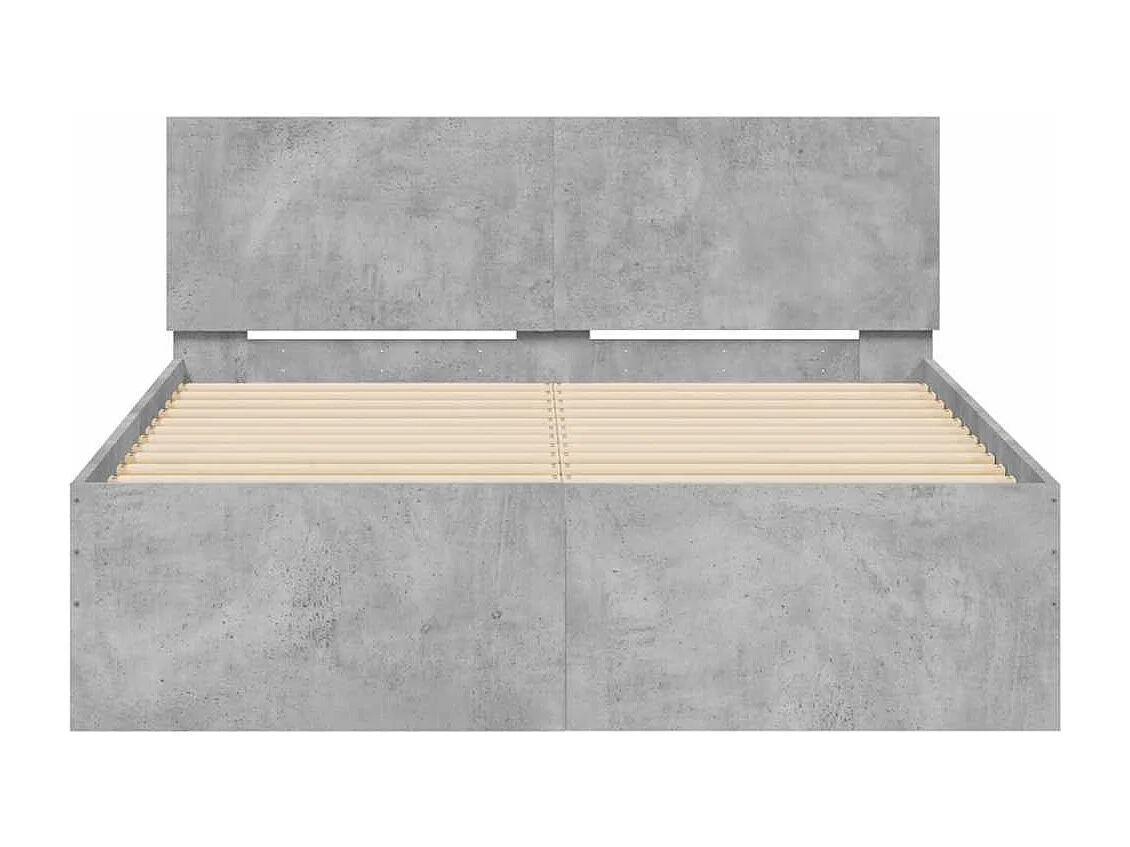 Cadre de lit avec tête de lit et LED gris béton 120x190 cm