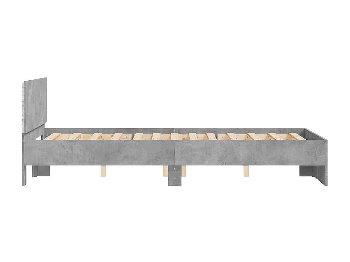 Cadre de lit avec tête de lit et LED gris béton 120x190 cm