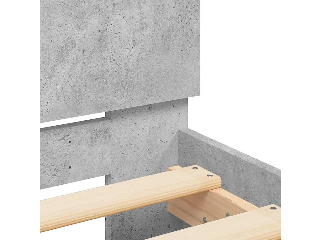 Cadre de lit avec tête de lit et LED gris béton 120x190 cm
