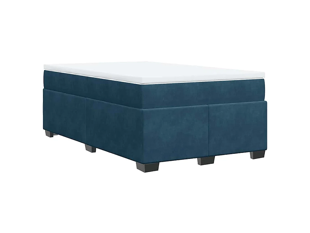Cama box spring con colchón terciopelo azul oscuro 120x190 cm