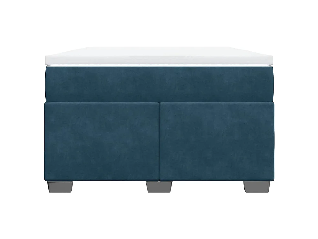 Cama box spring con colchón terciopelo azul oscuro 120x190 cm