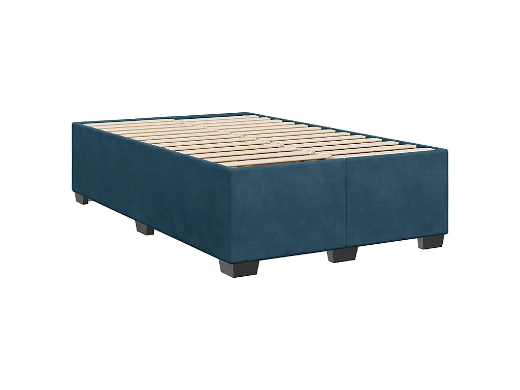 Cama box spring con colchón terciopelo azul oscuro 120x190 cm