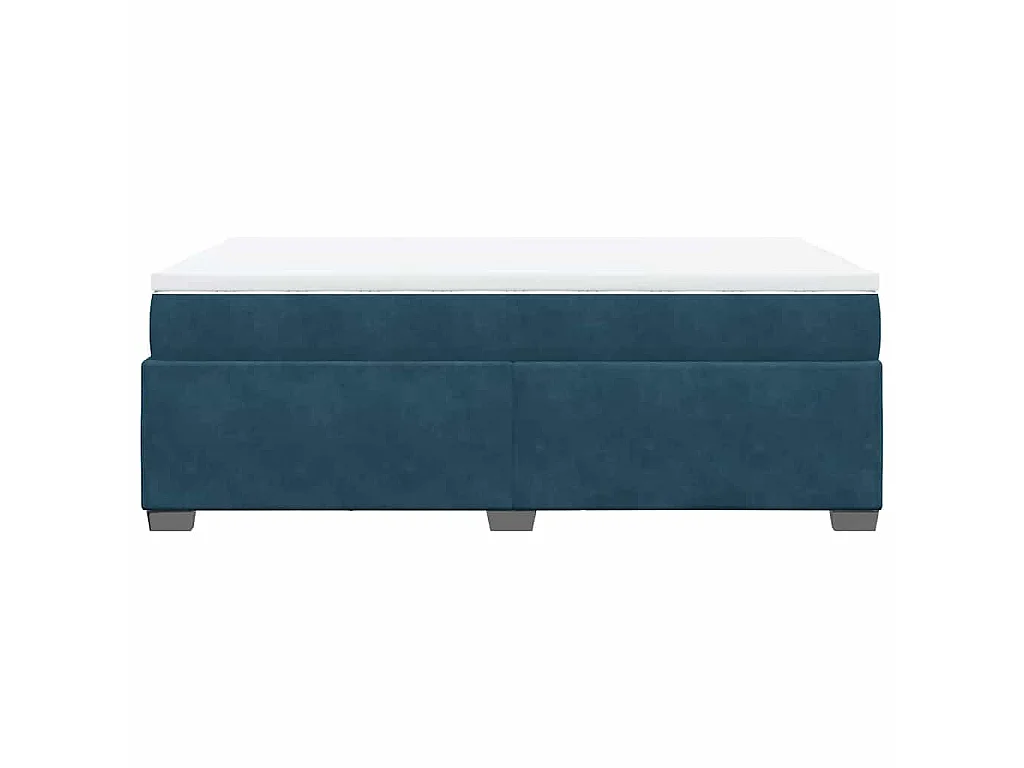 Cama box spring con colchón terciopelo azul oscuro 120x190 cm