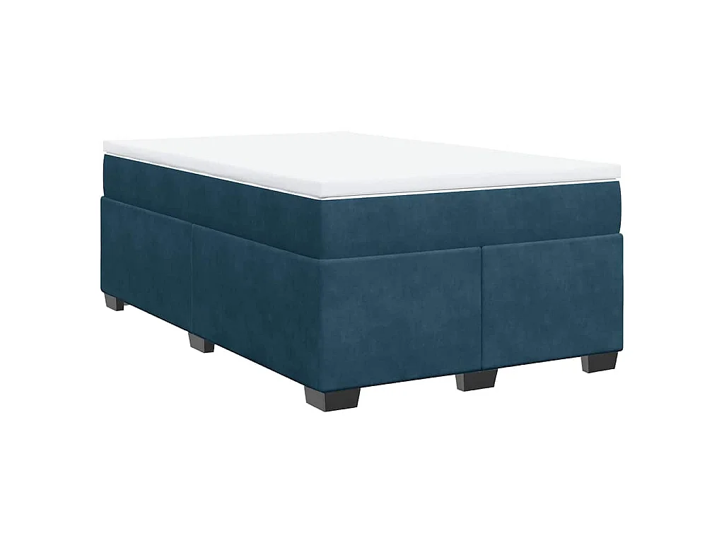 Cama box spring con colchón terciopelo azul oscuro 120x190 cm