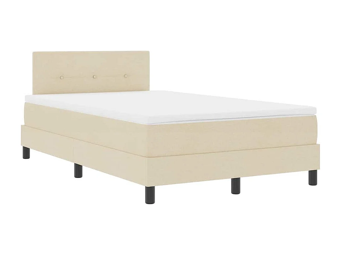 Lit à ressorts avec tête de lit Crème 120 x 200 cm tissu