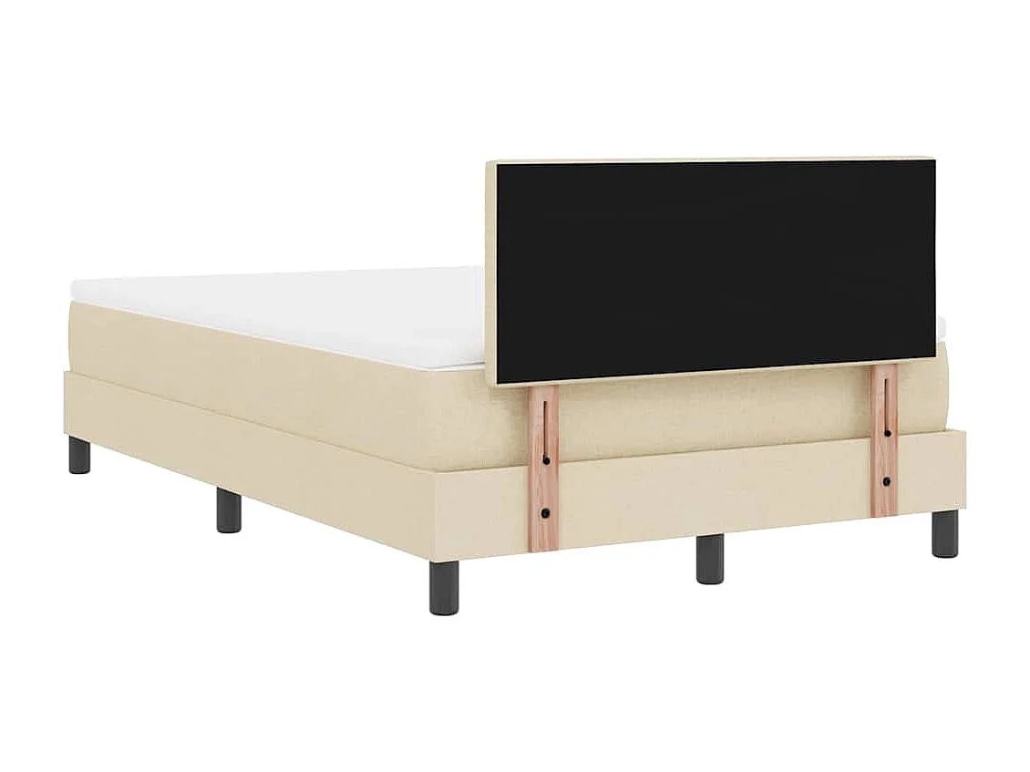 Lit à ressorts avec tête de lit Crème 120 x 200 cm tissu