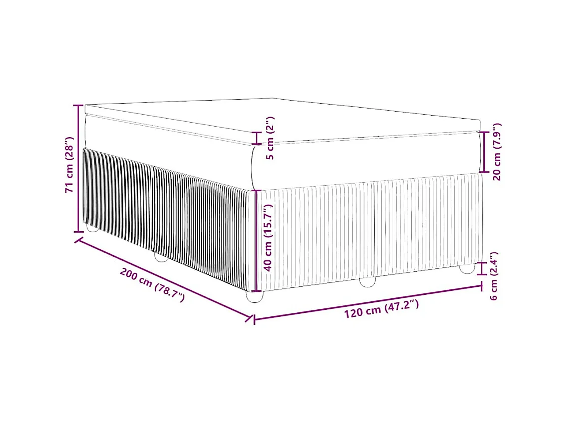Boxspringbett mit Matratze Blau 120x200 cm Stoff
