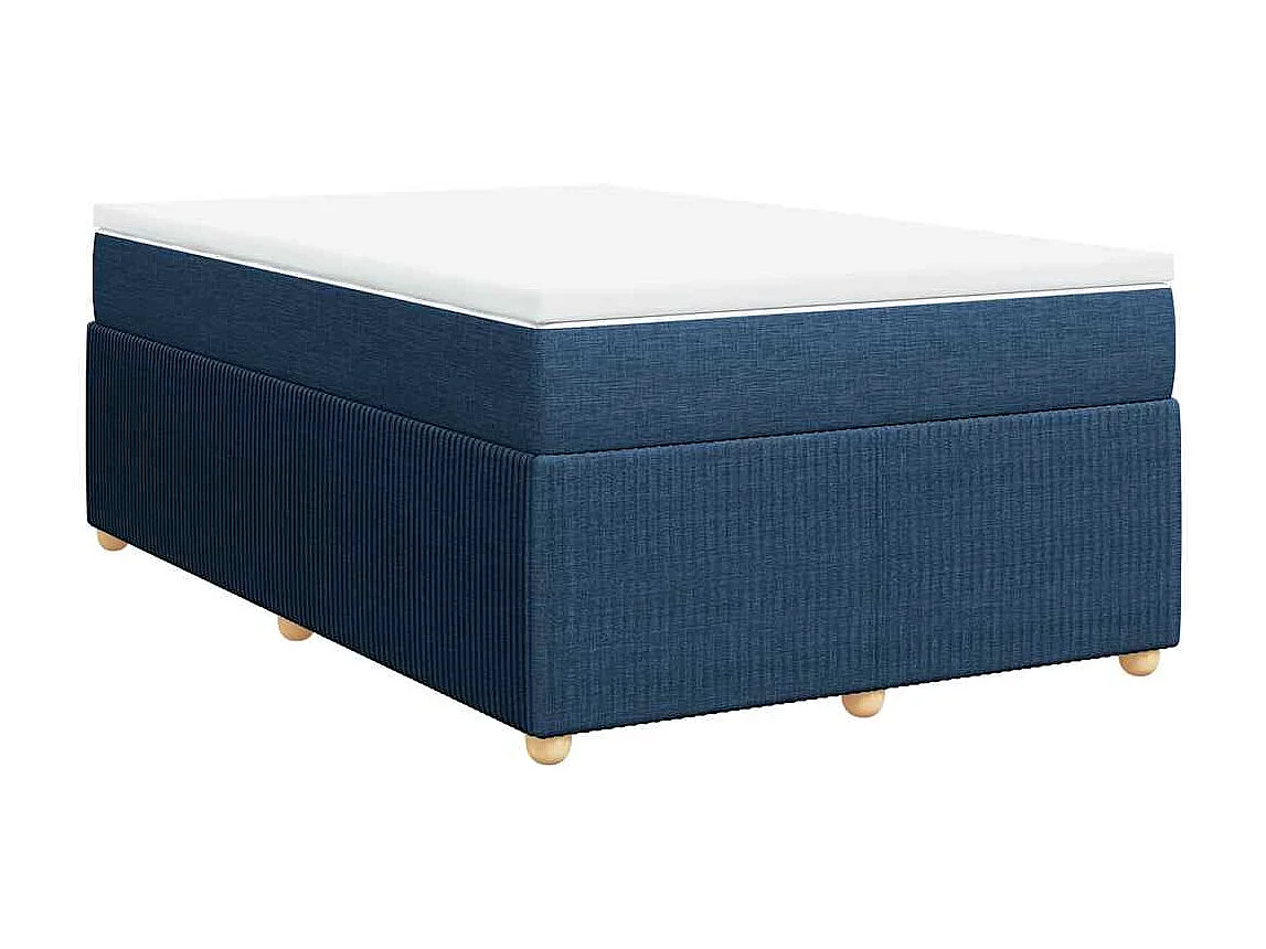 Cama box spring con colchón tela azul 120x200 cm