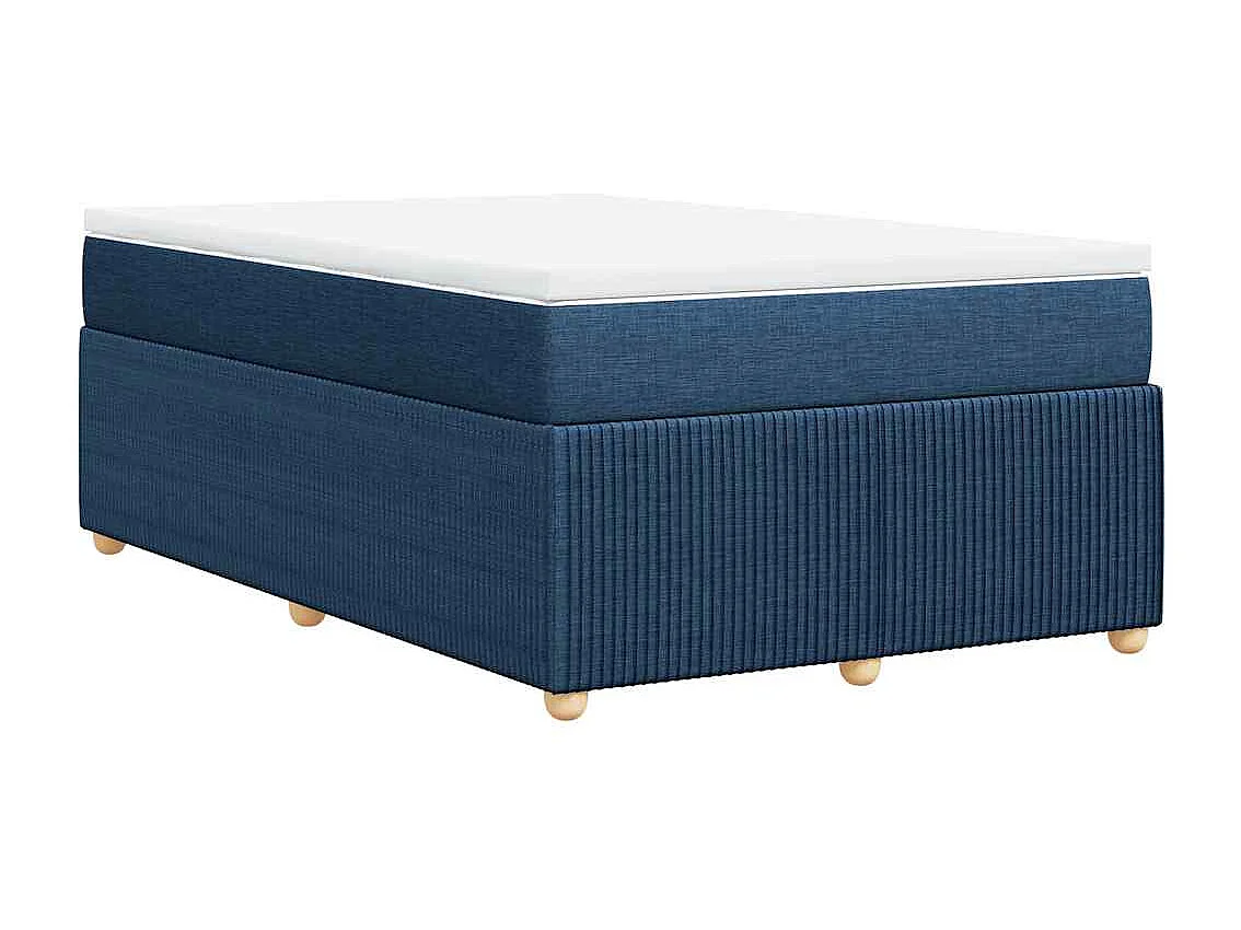 Cama box spring con colchón tela azul 120x200 cm