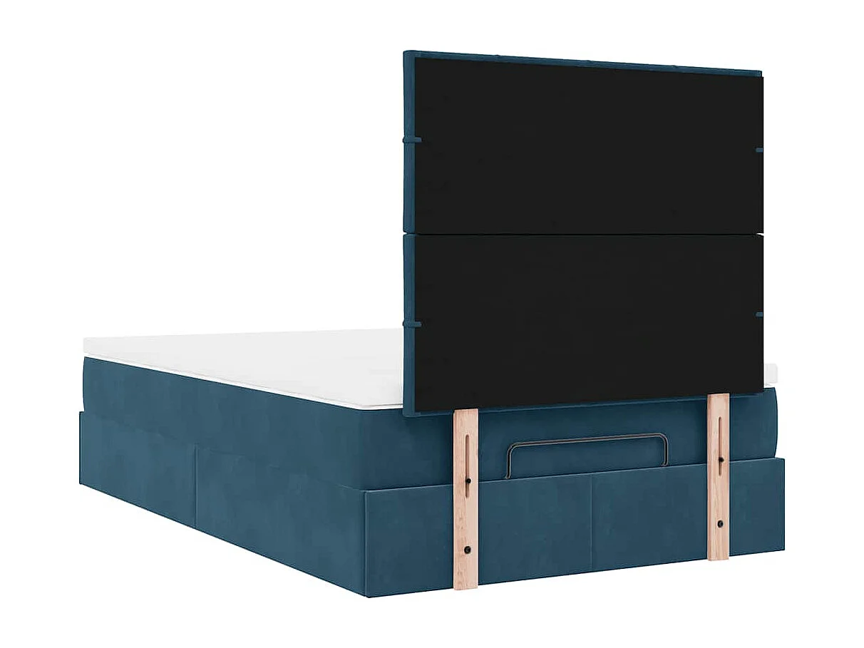 Estructura de cama otomana colchones terciopelo azul oscuro
