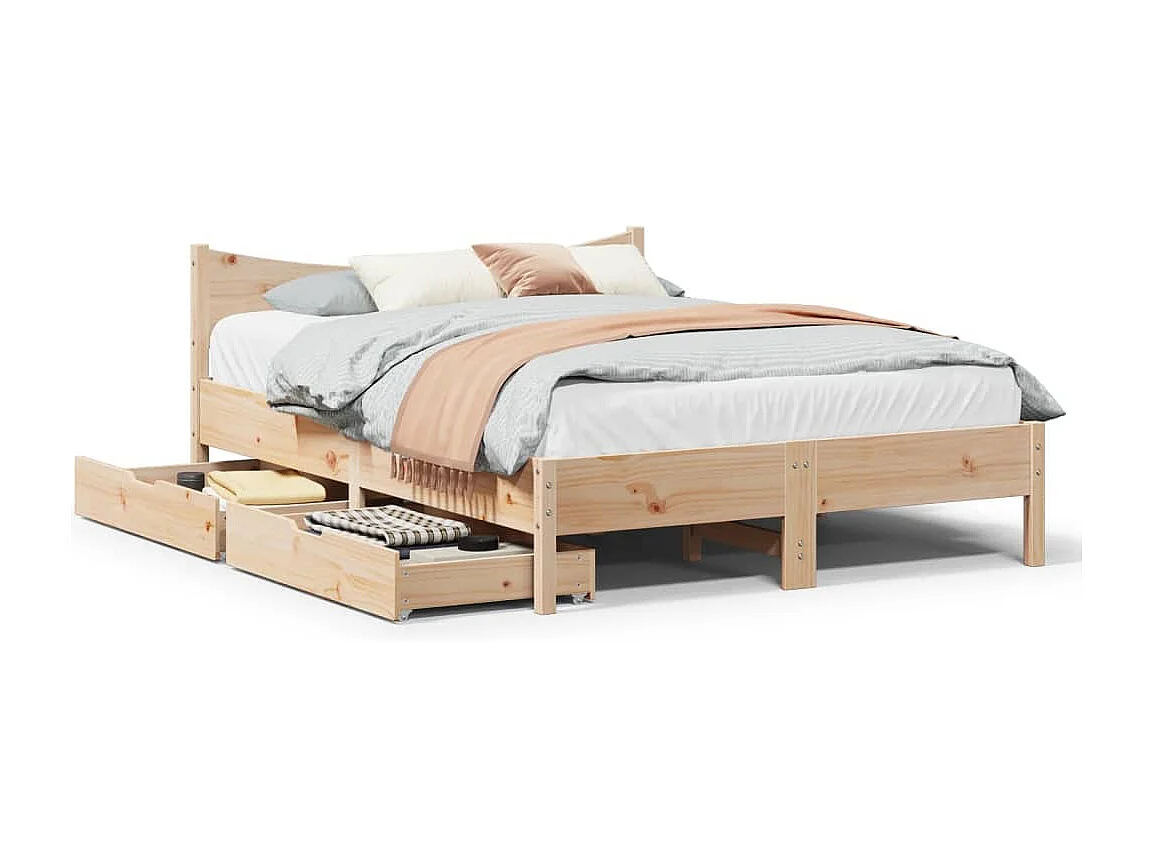 Bedframe met lades massief grenenhout 120x200 cm