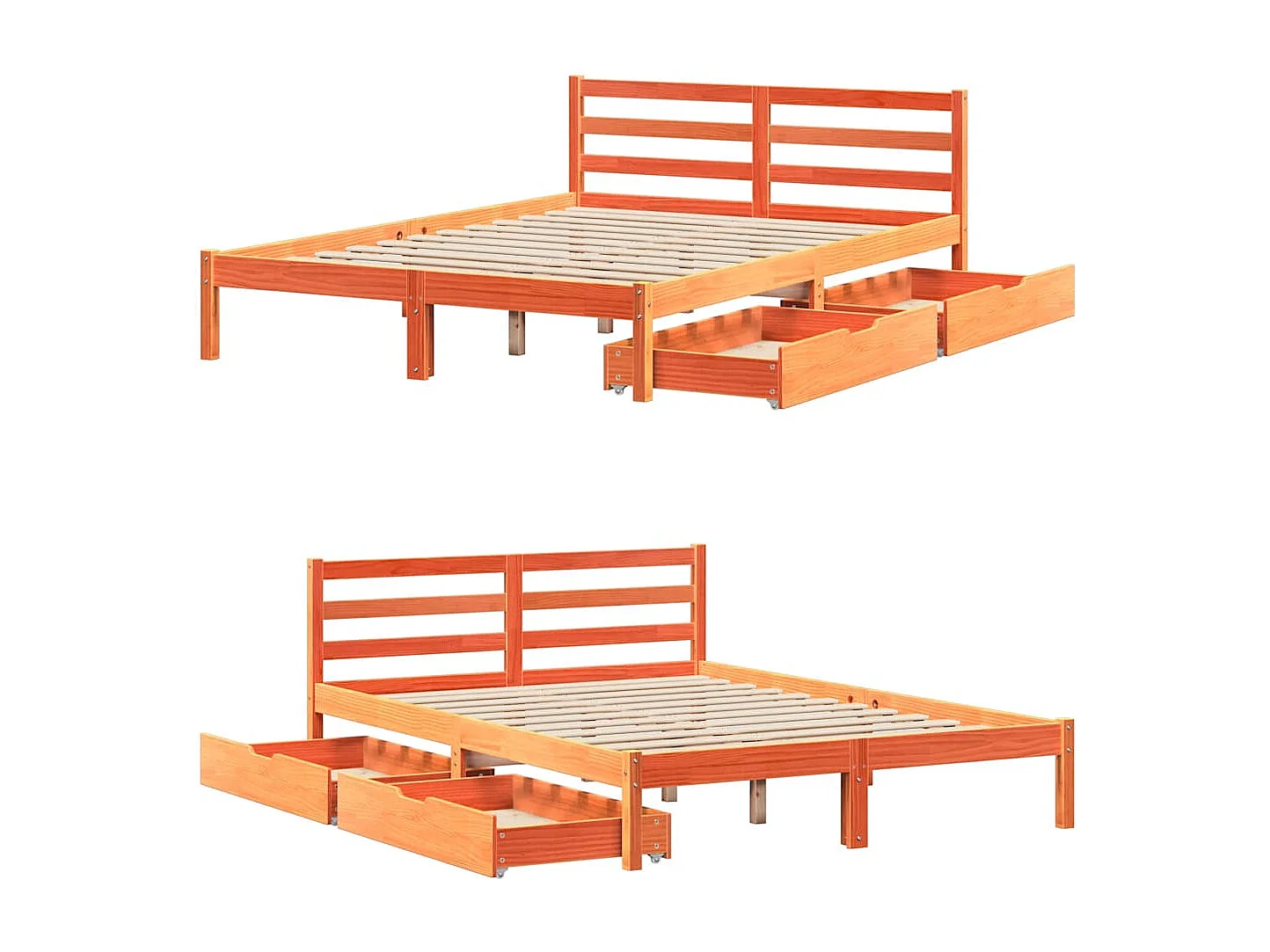 Cadre de lit sans matelas cire marron 120x190cm bois pin massif