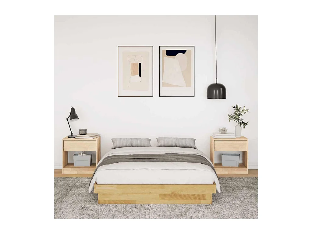 Cadre de lit sans matelas 120x190 cm bois massif de chêne