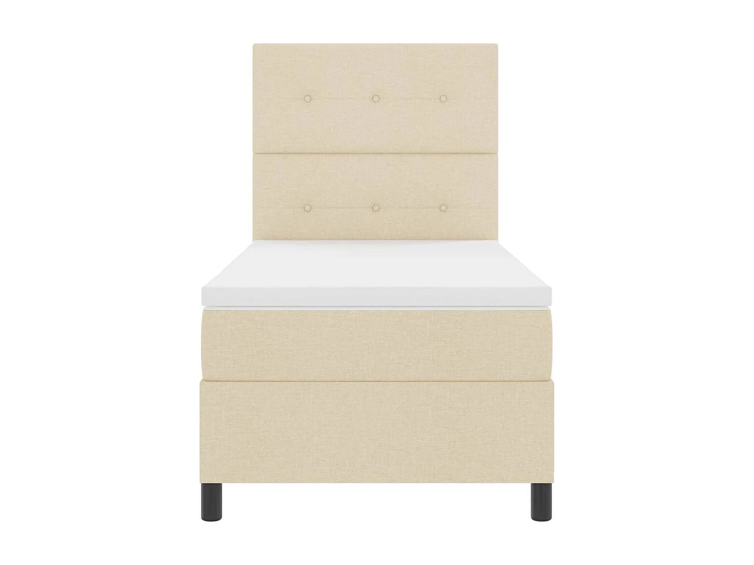 Lit à ressorts avec matelas Crème 100 x 200 cm tissu