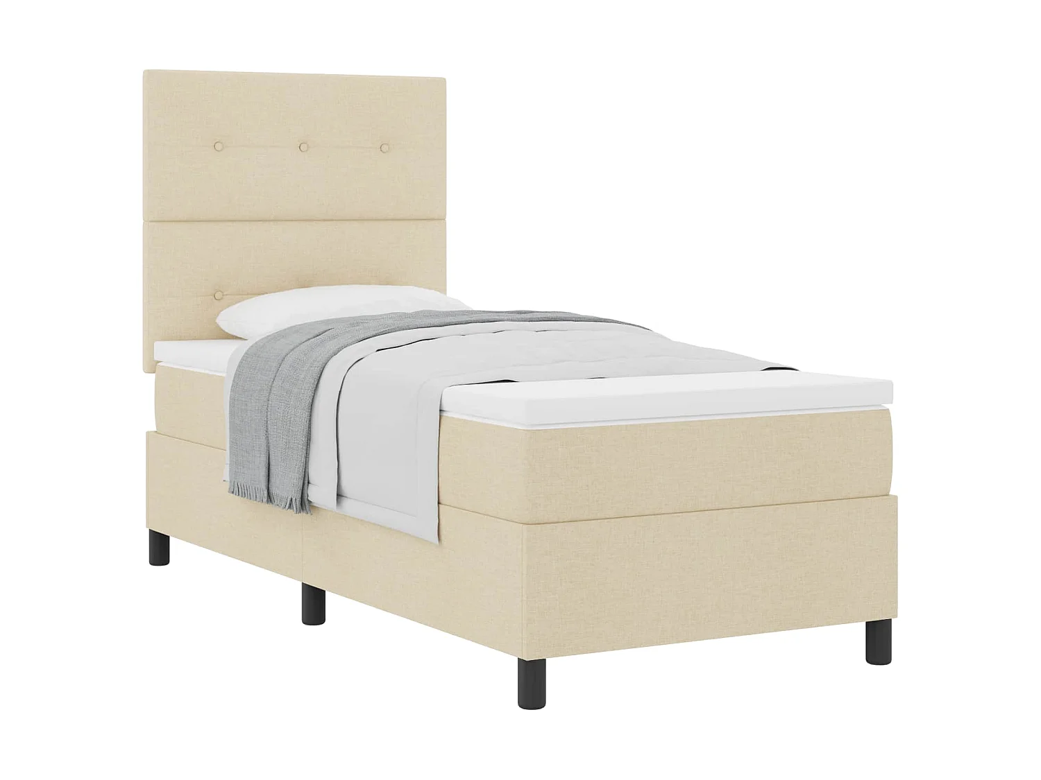 Letto a molle con testiera Crema 100 x 200 cm Tessuto