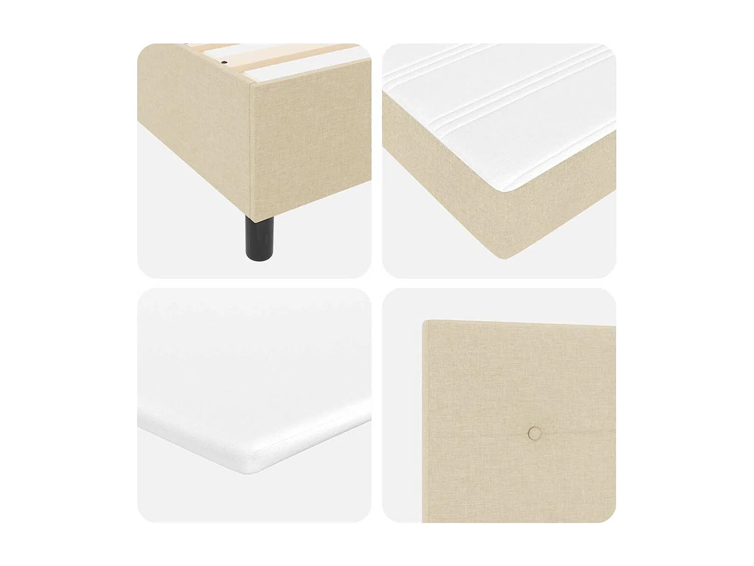 Letto a molle con testiera Crema 100 x 200 cm Tessuto