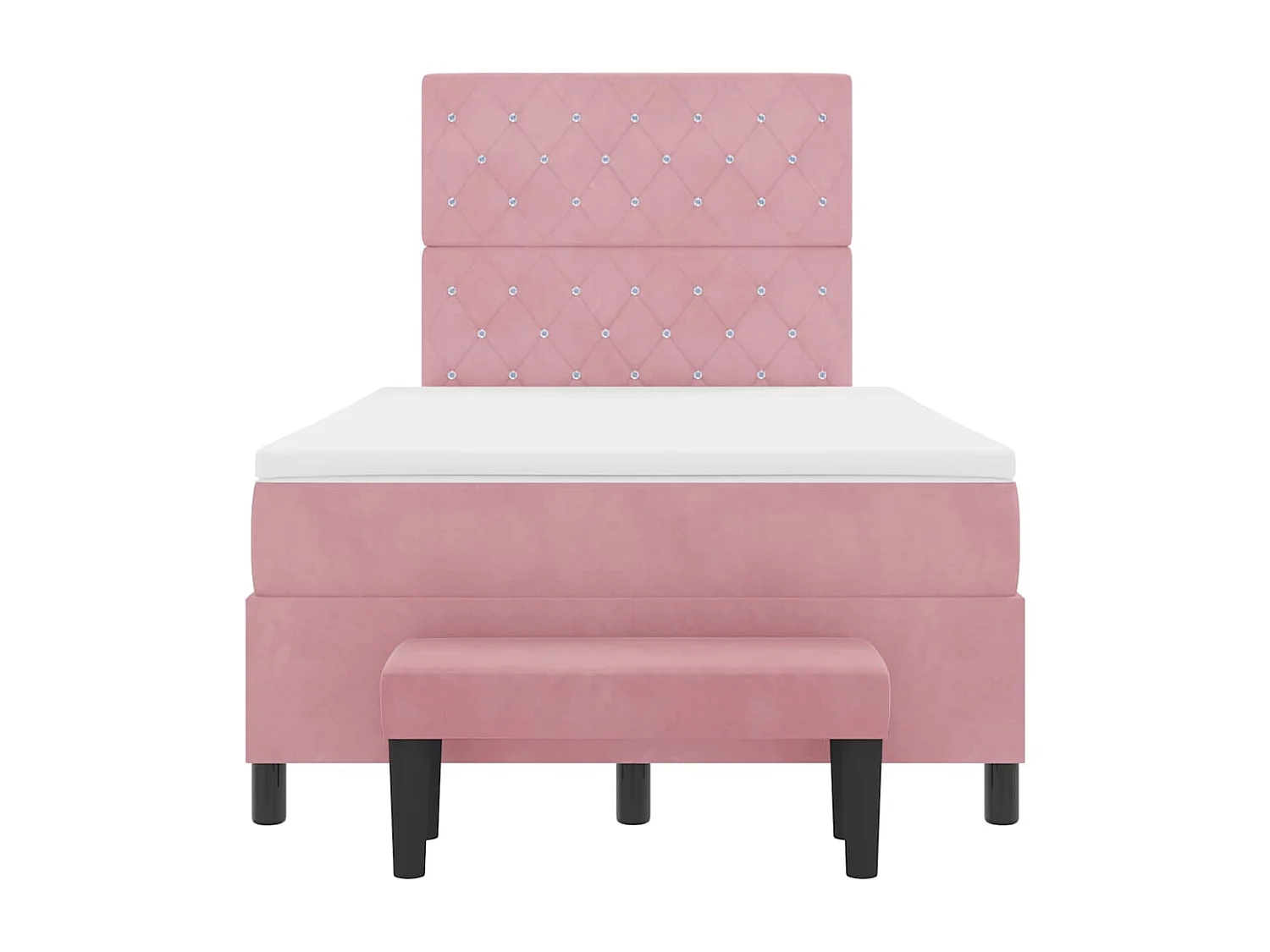 Lit à ressorts avec matelas Rose 120 x 190 cm Velours