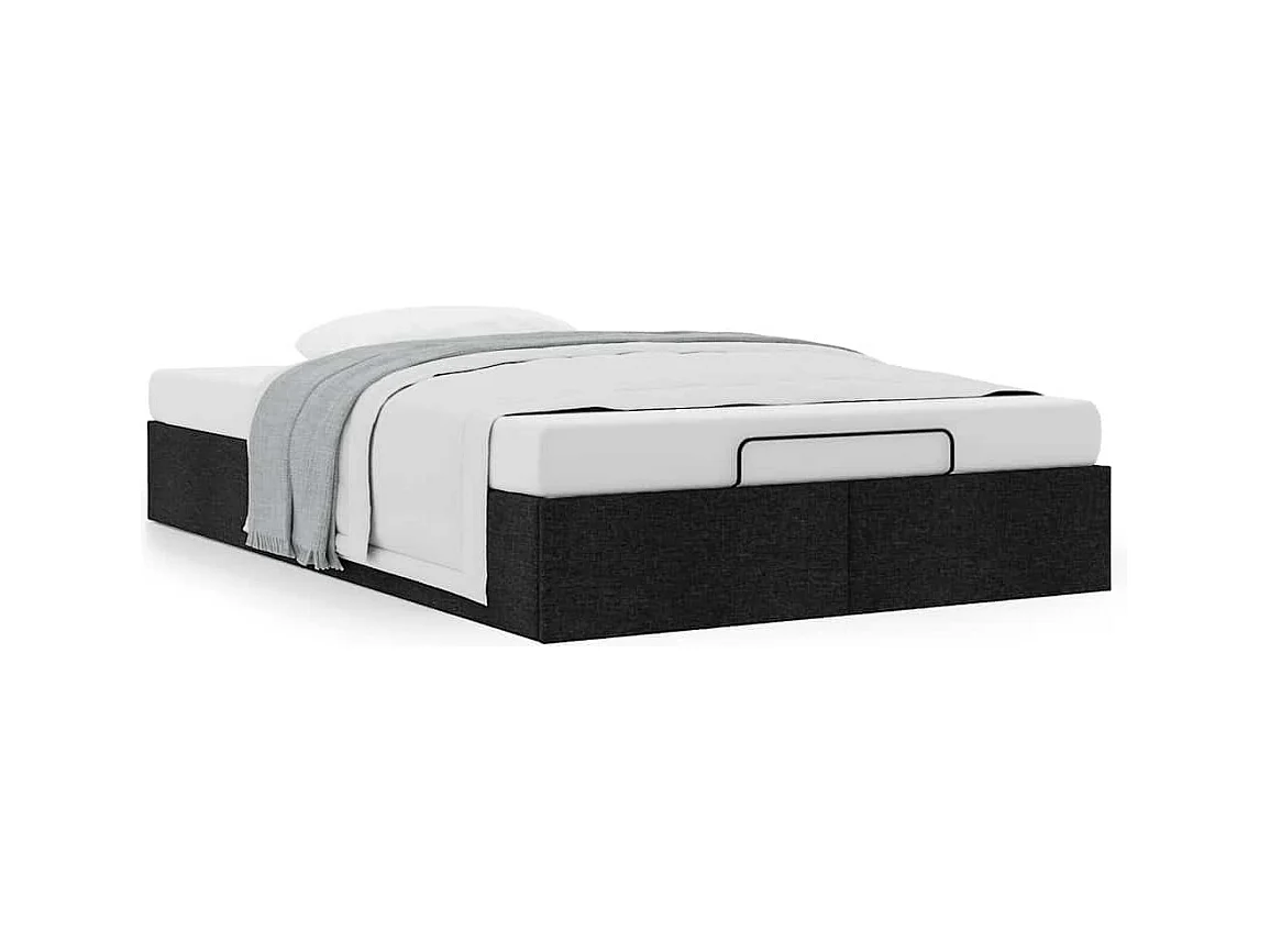 Cadre de lit ottoman sans matelas noir 120x190 cm tissu