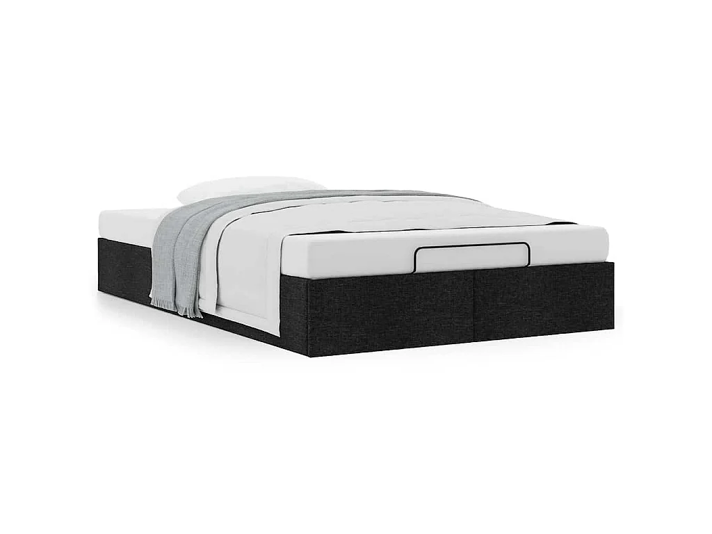 Ottoman-Bett ohne Matratze Schwarz 120x190 cm Stoff