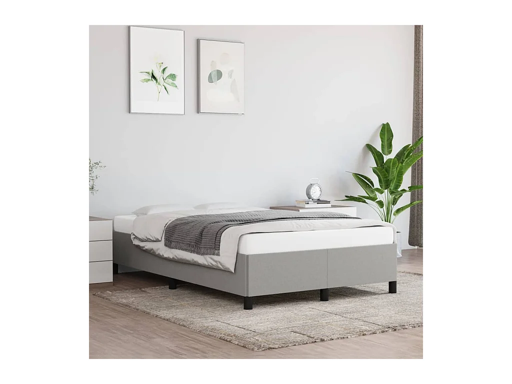Estrutura de cama sem colchão 120x200 cm tecido cinzento-claro