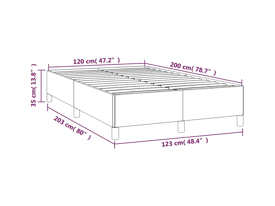Estrutura de cama sem colchão 120x200 cm tecido cinzento-claro