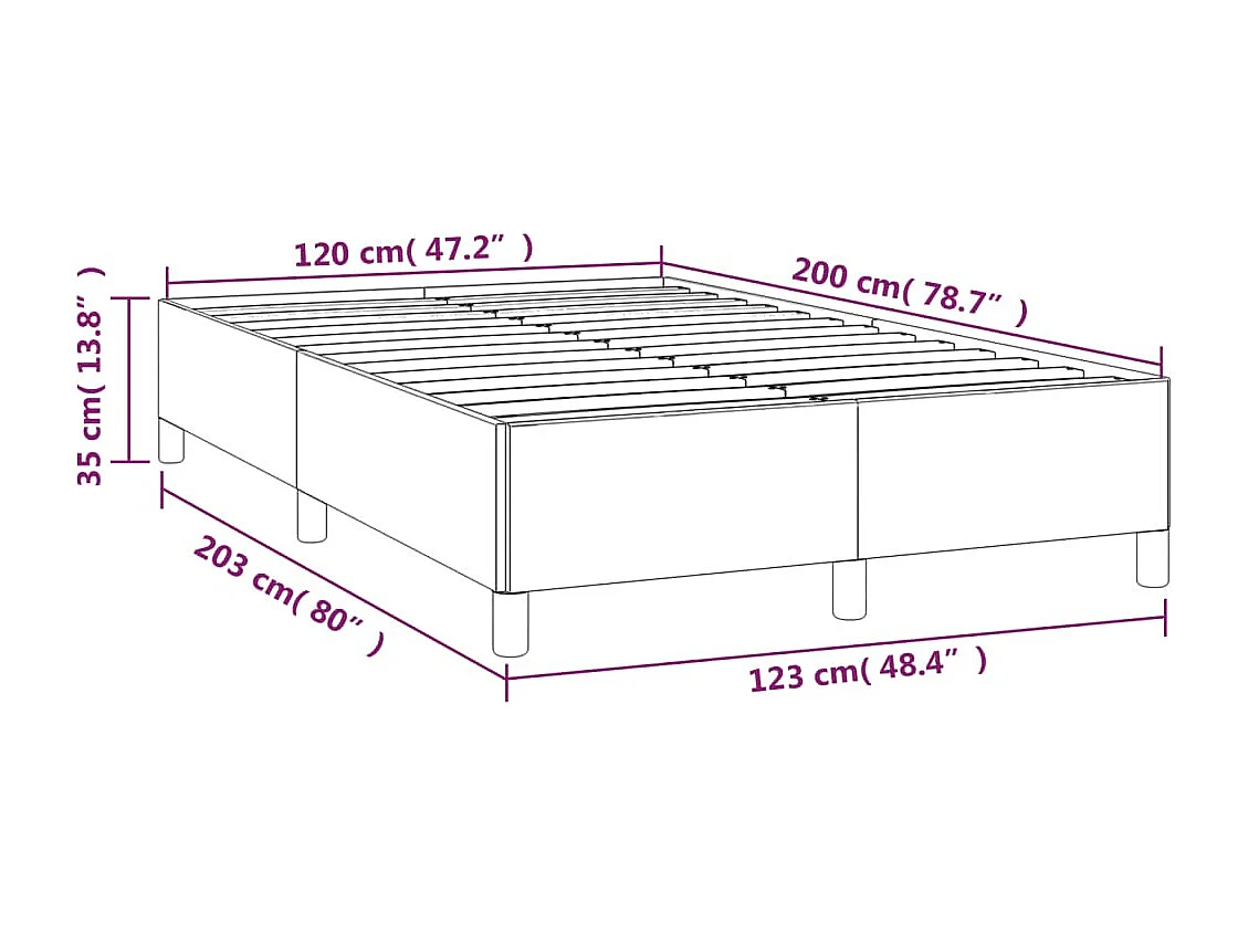 Cadre de lit sans matelas gris clair 120x200 cm tissu